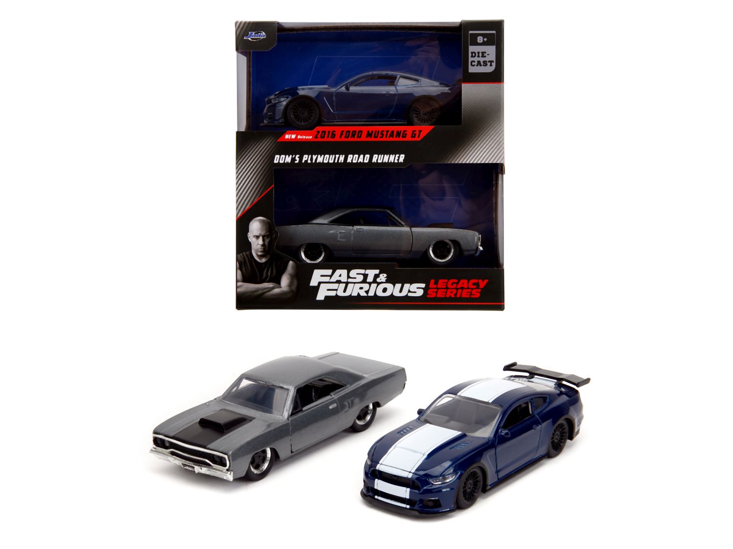 Rýchlo a zbesilo Twin Pack 2016 Ford Mustang GT350 + 1970 Plymouth Road Runner, 1:32 Wave 4/1